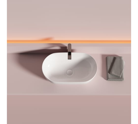 Раковина накладная Ceramicanova Twist овальной формы 500x300x140 белый CN12001
