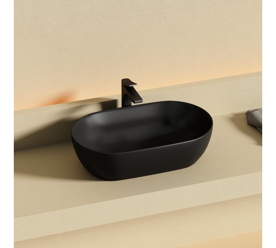 Раковина накладная Ceramicanova Twist овальной формы 500x300x140 черный матовый CN12001MB