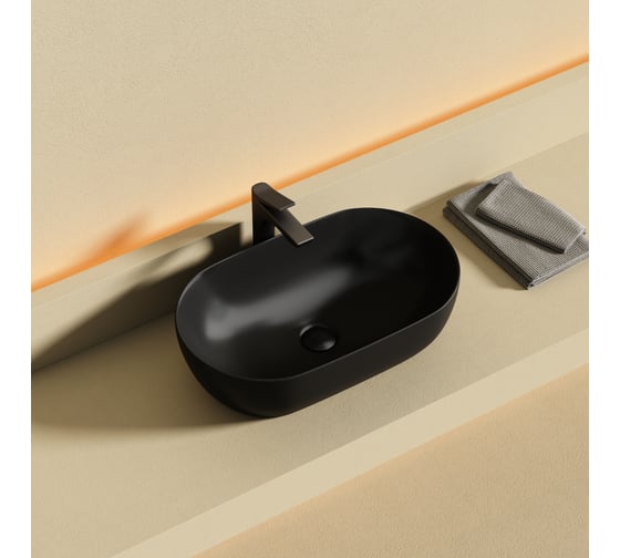 Раковина накладная Ceramicanova Twist овальной формы 500x300x140 черный матовый CN12001MB