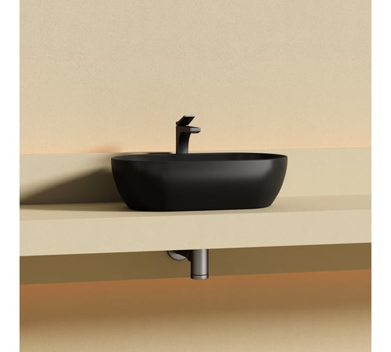 Раковина накладная Ceramicanova Twist овальной формы 500x300x140 черный матовый CN12001MB