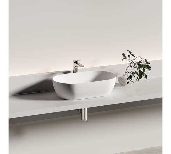 Раковина накладная Ceramicanova Twist овальной формы 500x300x140 белый матовый CN12001MW
