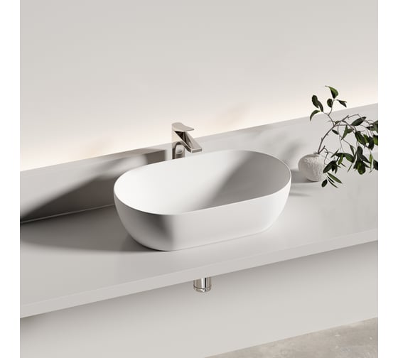 Раковина накладная Ceramicanova Twist овальной формы 500x300x140 белый матовый CN12001MW