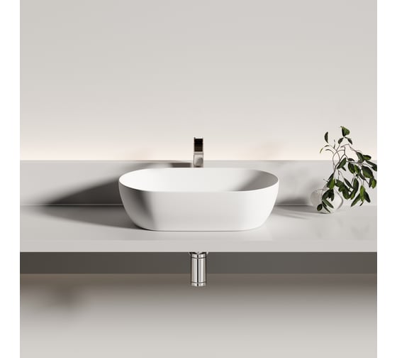 Раковина накладная Ceramicanova Twist овальной формы 500x300x140 белый матовый CN12001MW