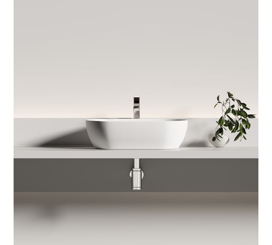 Раковина накладная Ceramicanova Twist овальной формы 500x300x140 белый матовый CN12001MW