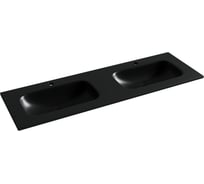 Раковина накладная мебельная Ceramicanova Grace прямоугольная 1410x457x137 с двумя чашами и отверстиями под смеситель цвет черный матовый CN7022MB