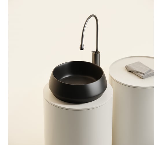 Раковина накладная Ceramicanova Maya круглая 400x400x140 черный матовый CN12004MB