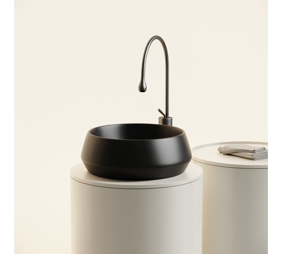 Раковина накладная Ceramicanova Maya круглая 400x400x140 черный матовый CN12004MB