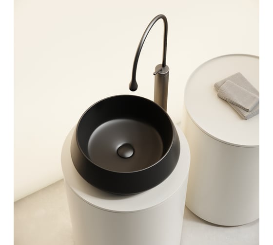 Раковина накладная Ceramicanova Maya круглая 400x400x140 черный матовый CN12004MB
