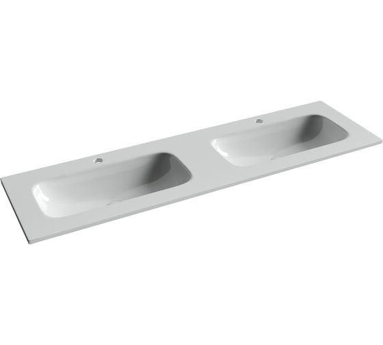 Раковина накладная мебельная Ceramicanova Grace прямоугольная 1610x457x137 с двумя чашами и отверстиями под смеситель цвет белый CN7023 1