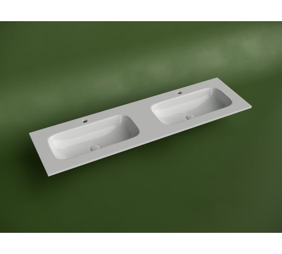 Раковина накладная мебельная Ceramicanova Grace прямоугольная 1610x457x137 с двумя чашами и отверстиями под смеситель цвет белый CN7023