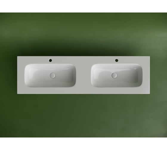 Раковина накладная мебельная Ceramicanova Grace прямоугольная 1610x457x137 с двумя чашами и отверстиями под смеситель цвет белый CN7023