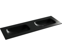 Раковина накладная мебельная Ceramicanova Grace прямоугольная 1410x457x137 с двумя чашами без отверстий под смеситель цвет черный матовый CN7022MBwx