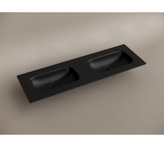 Раковина накладная мебельная Ceramicanova Grace прямоугольная 1410x457x137 с двумя чашами без отверстий под смеситель цвет черный матовый CN7022MBwx