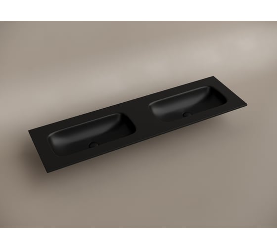 Раковина накладная мебельная Ceramicanova Grace прямоугольная 1610x457x137 с двумя чашами без отверстий под смеситель цвет черный матовый CN7023MBwx