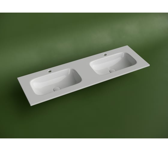 Раковина накладная мебельная Ceramicanova Grace прямоугольная 1410x457x137 с двумя чашами и отверстиями под смеситель цвет белый CN7022