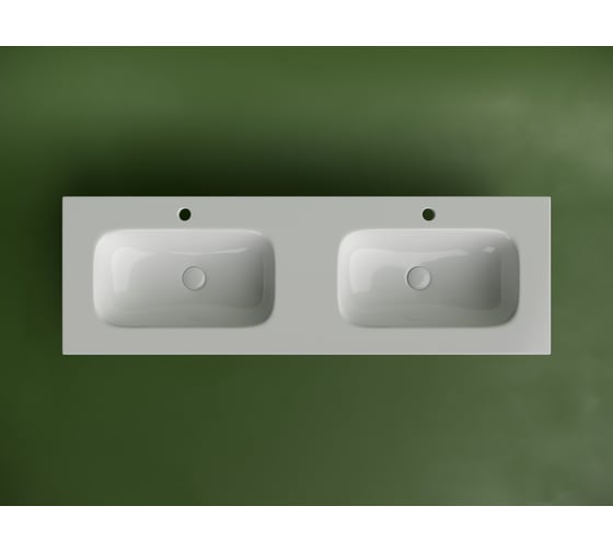 Раковина накладная мебельная Ceramicanova Grace прямоугольная 1410x457x137 с двумя чашами и отверстиями под смеситель цвет белый CN7022