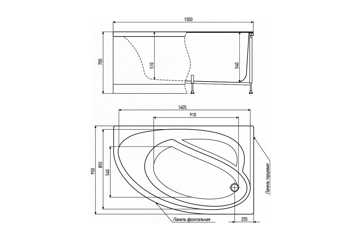 Асимметричная ванна Alex Baitler NERO R 150x95 - выгодная цена, отзывы ...