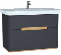 Тумба+раковина Vitra Sento 100см, 2 ящика, LED, матовый антрацит 60838