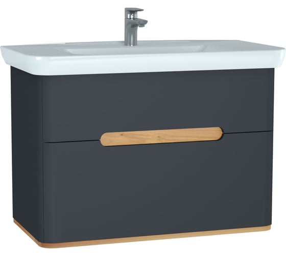 Тумба+раковина Vitra Sento 100см, 2 ящика, LED, матовый антрацит 60838