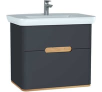 Тумба+раковина Vitra Sento 80см, 2 ящика, LED, матовый антрацит 60836