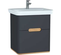 Тумба+раковина Vitra Sento 65см, 2 ящика, LED, матовый антрацит 60834