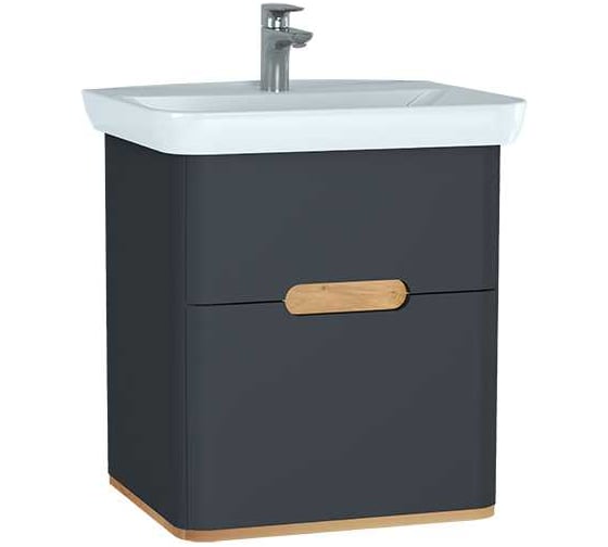 Тумба+раковина Vitra Sento 65см, 2 ящика, LED, матовый антрацит 60834 1