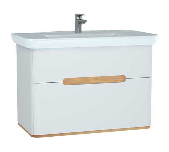 Тумба+раковина Vitra Sento 100см, 2 ящика, LED, матовый белый 60826 1