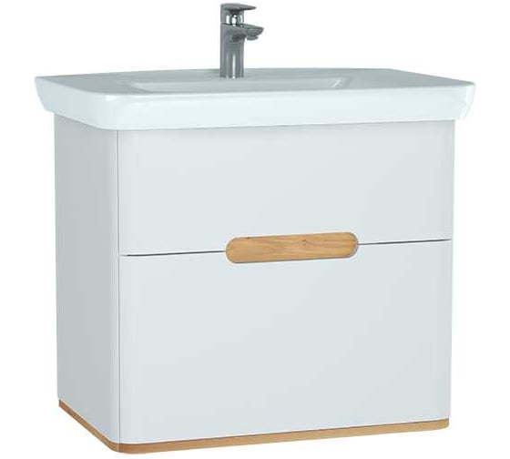 Тумба+раковина Vitra Sento 80см, 2 ящика, LED, матовый белый 60824