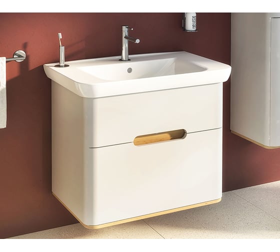Тумба+раковина Vitra Sento 80см, 2 ящика, LED, матовый белый 60824