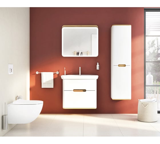 Тумба+раковина Vitra Sento 80см, 2 ящика, LED, матовый белый 60824