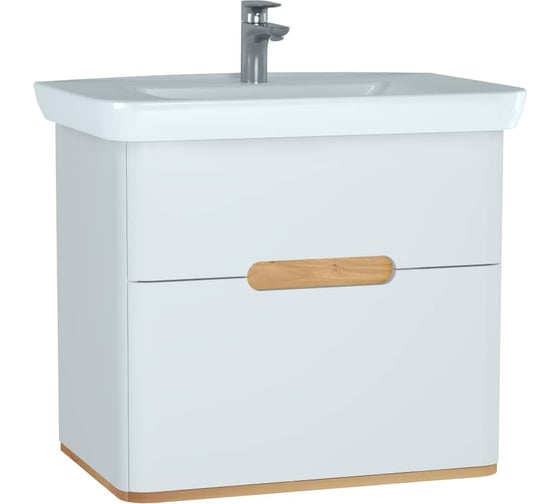 Тумба+раковина Vitra Sento 80см, 2 ящика, LED, матовый белый 60824