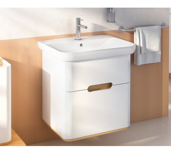 Тумба+раковина Vitra Sento 65см, 2 ящика, LED, белый 60822