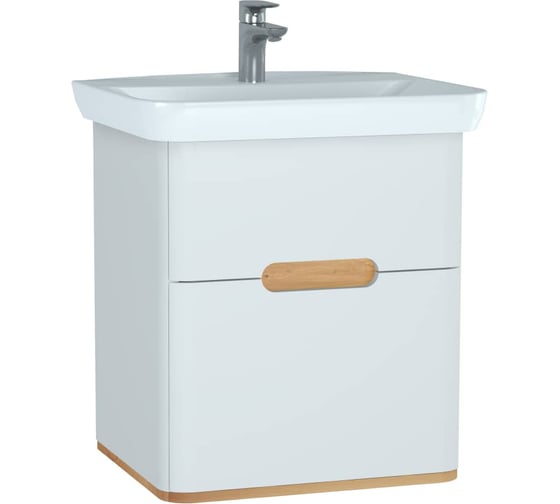 Тумба+раковина Vitra Sento 65см, 2 ящика, LED, белый 60822