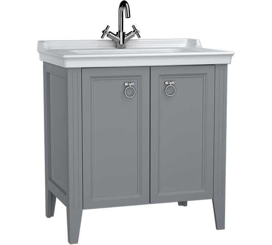 Тумба+раковина Vitra VAlArte 80, двери, 1отверстие под смеситель, матовый серый 62154