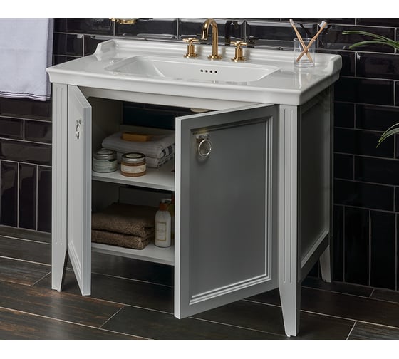 Тумба+раковина Vitra VAlArte 80, двери, 1отверстие под смеситель, матовый серый 62154