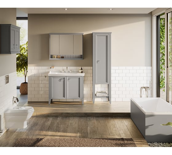 Тумба+раковина Vitra VAlArte 80, двери, 1отверстие под смеситель, матовый серый 62154