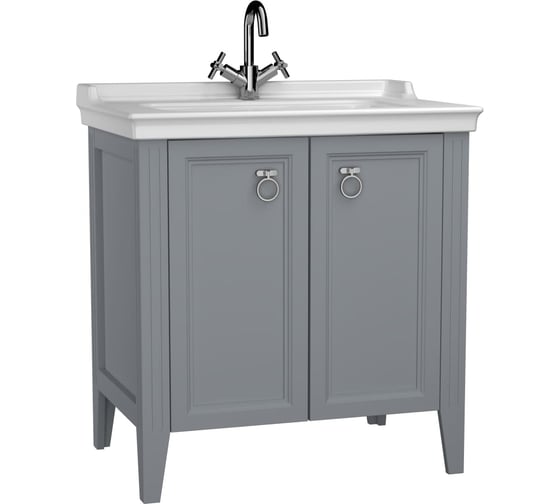 Тумба+раковина Vitra VAlArte 80, двери, 1отверстие под смеситель, матовый серый 62154