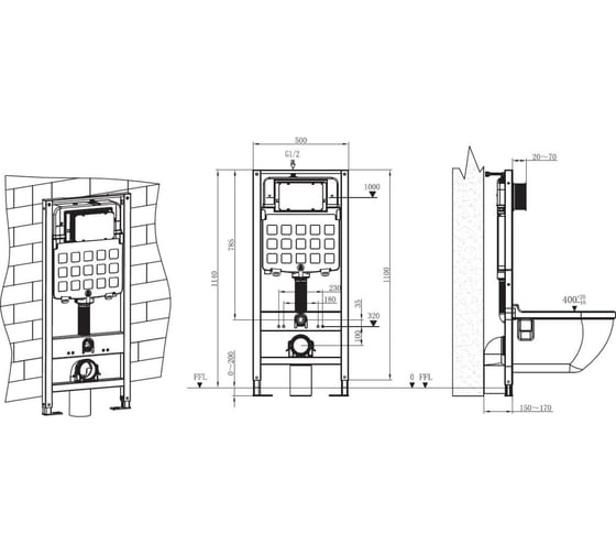 Инсталляционный сет 3 в 1 с кнопкой AV Engineering 301, AVW31-301