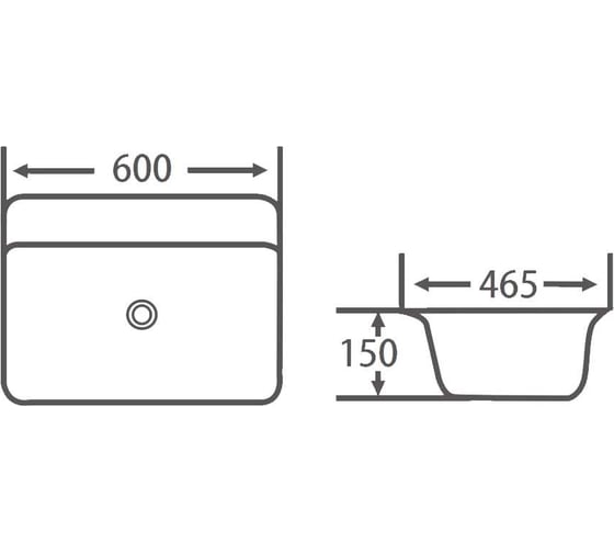 Раковина накладная HOLLER K-6338, 600х465х150мм, белая 328815