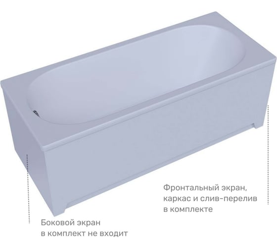 Ванна Aquatek Оберон 150х70 пустая с фронтальным экраном (слив слева) 00000144295