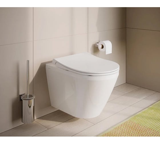 Комплект: подвесной безободковый унитаз VITRA Integra Round с тонким сиденьем с микролифтом, инсталляцией и панелью управления 9856B003-7205