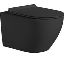 Подвесной безободковый унитаз HOLLER (Торнадо) FLOW_MB (530х360х350 мм, сиденье дюропласт, микролифт) черный матовый 319003