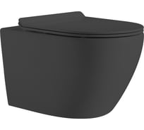 Подвесной безободковый унитаз HOLLER WALL_MDG (530х360х350 мм, сиденье дюропласт, микролифт) серый матовый 319029