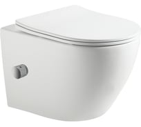 Подвесной безободковый унитаз HOLLER POINT_BIDET (485х370х365 мм, сиденье дюропласт, микролифт) белый, со смесителем и функцией биде 329123