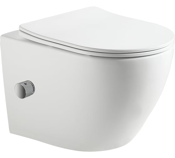 Подвесной безободковый унитаз HOLLER POINT_BIDET (485х370х365 мм, сиденье дюропласт, микролифт) белый, со смесителем и функцией биде 329123