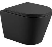 Подвесной безободковый унитаз HOLLER SHELL_MB (480х365х360 мм, сиденье дюропласт, микролифт) черный матовый 315661