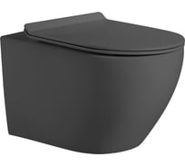 Подвесной безободковый унитаз HOLLER (Торнадо) FLOW_MDG (530х360х350 мм, сиденье дюропласт, микролифт) серый матовый 319009