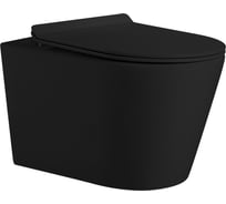 Подвесной безободковый унитаз HOLLER (Торнадо) WIND_MB (530х360х350 мм, сиденье дюропласт, микролифт) черный матовый 319001