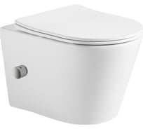 Подвесной безободковый унитаз HOLLER SHELL_BIDET (480х365х360 мм, сиденье дюропласт, микролифт) белый, со смесителем и функцией биде 329125