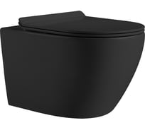 Подвесной безободковый унитаз HOLLER WALL_MB (530х360х350 мм, сиденье дюропласт, микролифт) черный матовый 315710